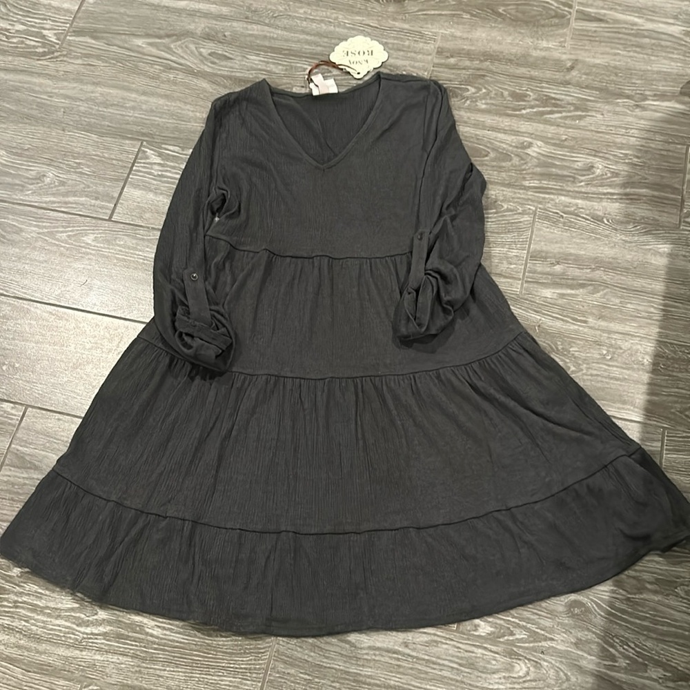 NWT Knox Rose Charcoal Gray Tiered Dress Size XS - Picture 2 of 9
